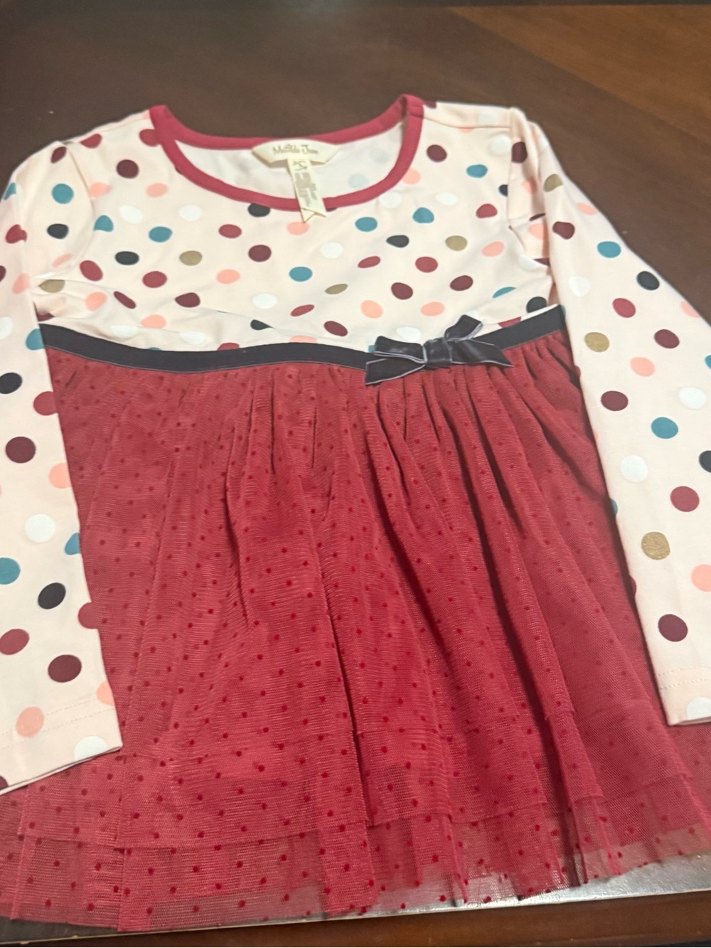 Matilda Jane Red Dot Tulle Long Sleeve Tunic